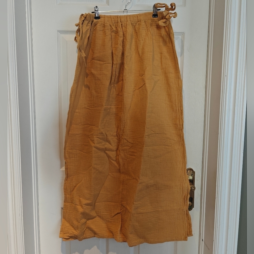 REGINA Mustard Yellow Cotton Gauze Maxi Skirt ONE SIZE